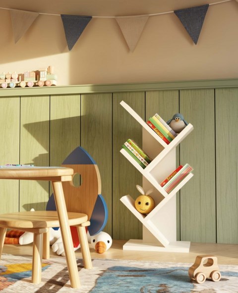 Regał na książki drzewo RE-1428-MINI-BIEL-MAT