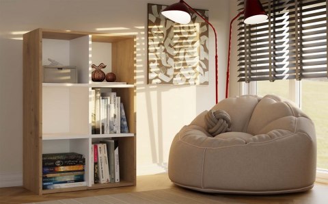 Niski regał z półkami RE-1408-MINI-ART-BIEL-MAT