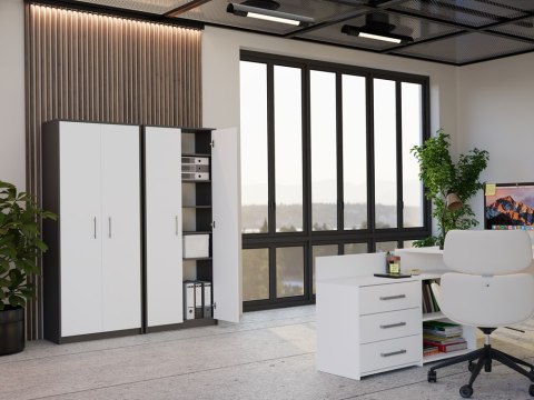 Regał biurowy zamykany RE-1427-ANT-BIEL-MAT