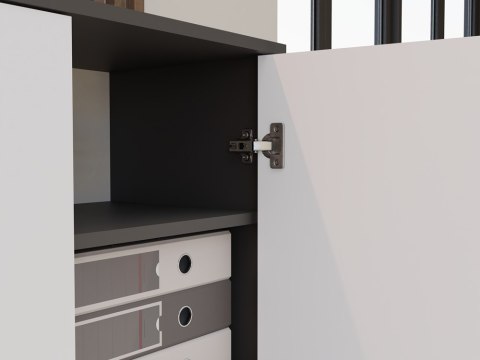 Regał biurowy zamykany RE-1427-ANT-BIEL-MAT