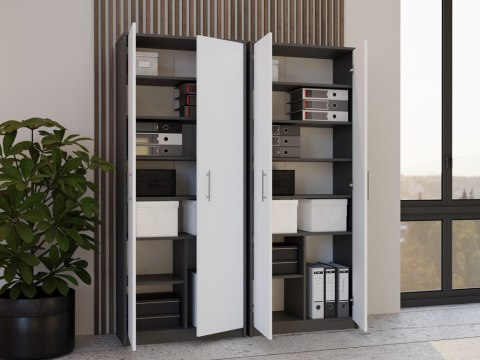 Regał biurowy zamykany RE-1427-ANT-BIEL-MAT