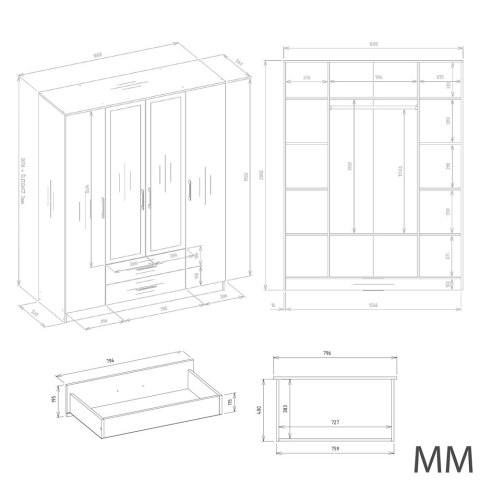 Duża szafa ubraniowa SZAF-1007-KASZ