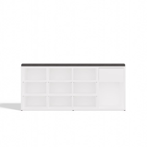 Szafka na buty otwarta z siedziskiem i szufladą BUT-212-BIEL-MAT