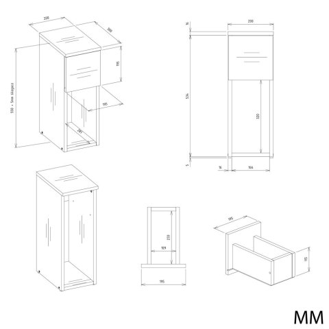 Szafka nocna szerokość 20 cm SN-315-ART-BIEL-MAT