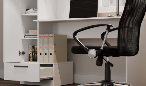 Biurko z regałem BIUR-728-BIEL-MAT