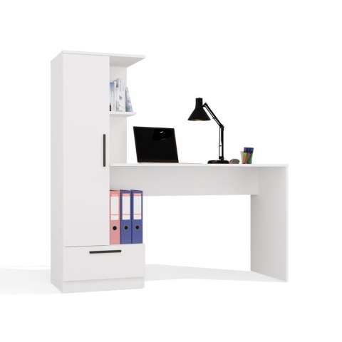 Biurko z regałem BIUR-728-BIEL-MAT