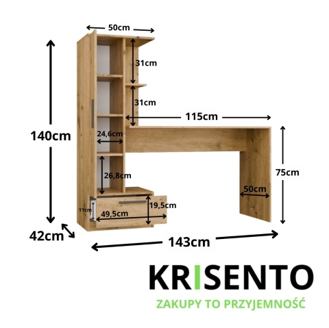 Biurko z regalem BIUR-728-ART