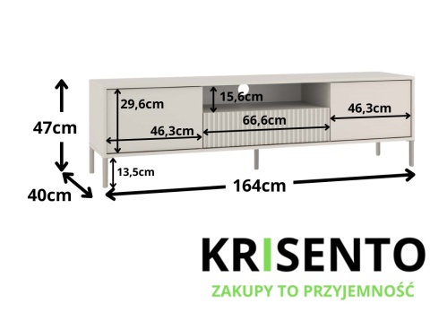 Długa szafka rtv 160cm RTV-509-KASZ-LAM-GŁ