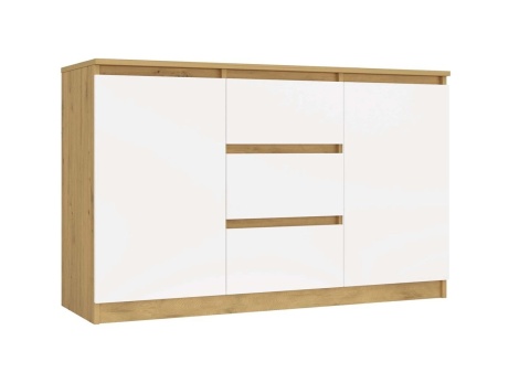 Komoda biała z drewnem KOM-912-ART-BIEL-MAT