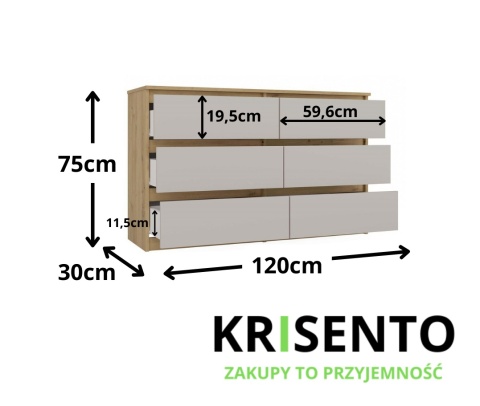 Komoda do sypialni z szufladami KOM-904-ART-KASZ