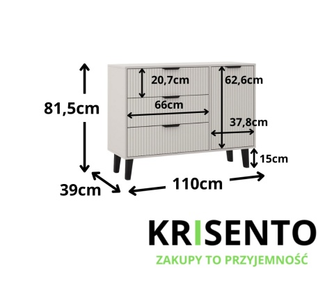 Komoda ryflowana KOM-929-KASZ-LAM