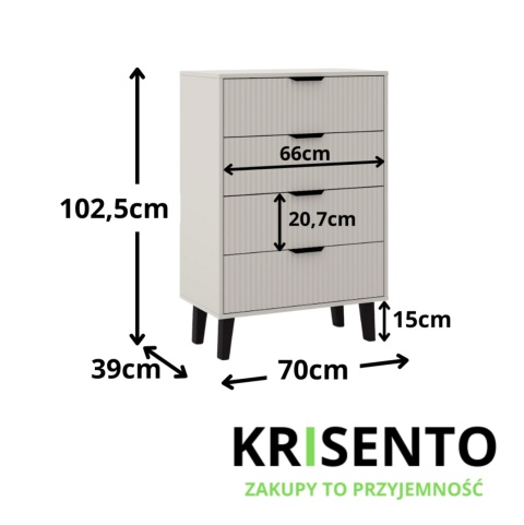 Komoda ryflowana z szufladami KOM-927-KASZ-LAM