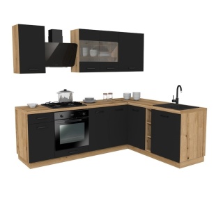 Meble kuchenne narożne z blatem KUCH-1802-2-CZERN-EVOKE-240x180