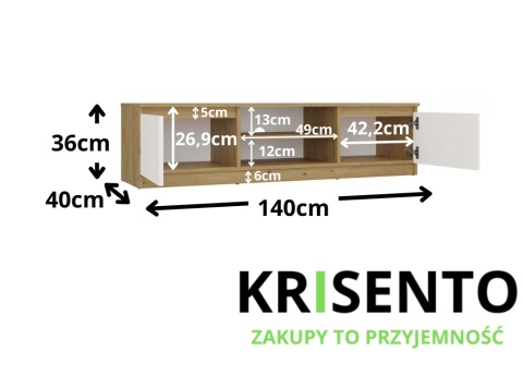 Niska komoda pod telewizor 140cm RTV-502-ART-BIEL-MAT