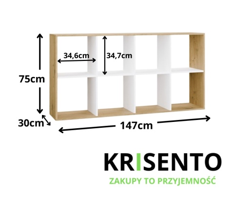 Niski regał na książki RE-1409-ART-BIEL-MAT