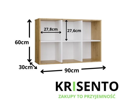 Niski regał z półkami RE-1408-MINI-ART-BIEL-MAT