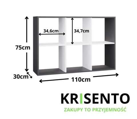 Regał 2x3 RE-1408-ANT-BIEL-MAT