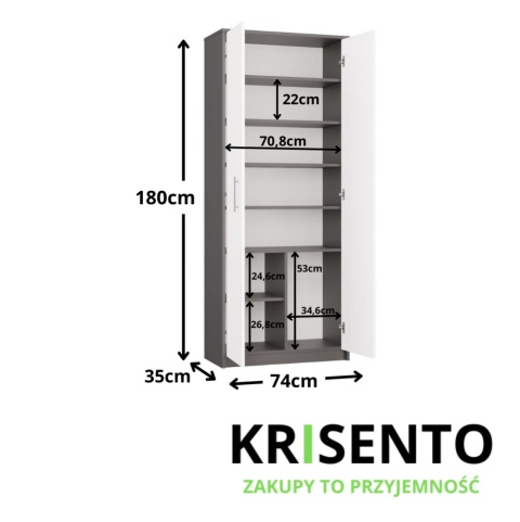 Regał biurowy zamykany RE-1427-ANT-BIEL-MAT