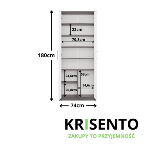 Regał biurowy zamykany RE-1427-ANT-BIEL-MAT