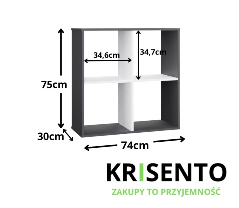 Regał kwadrat 2x2 RE-1407-ANT-BIEL-MAT