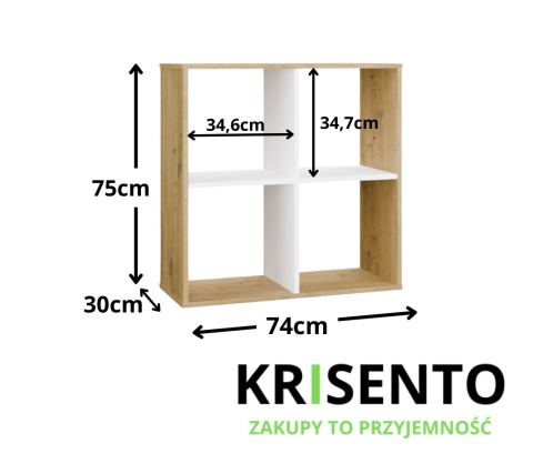 Regał kwadratowy 2x2 RE-1407-ART-BIEL-MAT