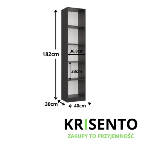 Regał na książki szerokość 40 cm RE-1401-ANT-BIEL-MAT