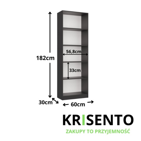 Regał szerokość 60 cm RE-1403-ANT-BIEL-MAT