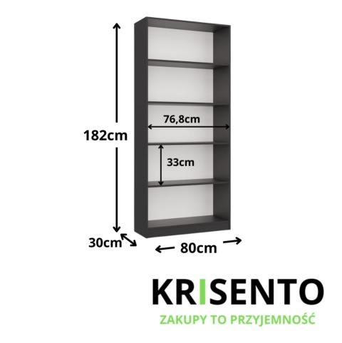 Regał szerokość 80 cm RE-1404-ANT-BIEL-MAT