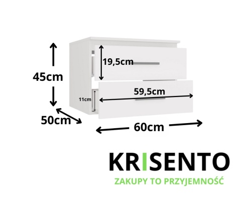 Szafka pod umywalkę nablatową 60 LAZ-1327-BIEL-MAT-60