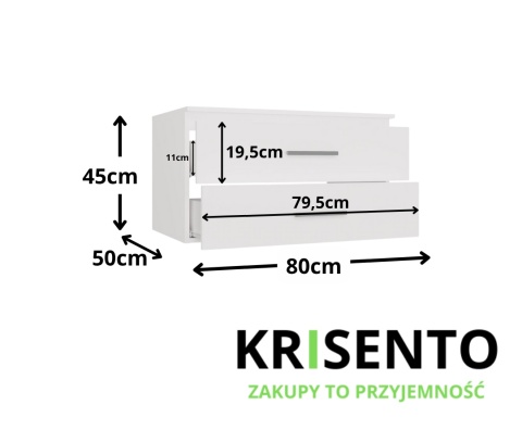 Szafka pod umywalkę nablatową 80 LAZ-1327-BIEL-MAT-80