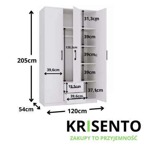 Szafa 120 cm SZAF-1005-BIEL-MAT