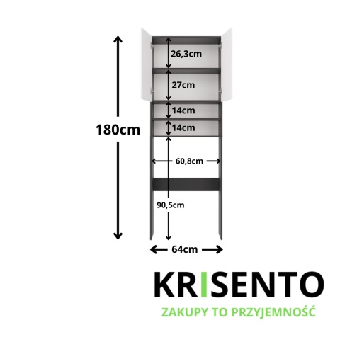 Szafka stojąca nad pralkę LAZ-1302-ANT-BIEL-MAT