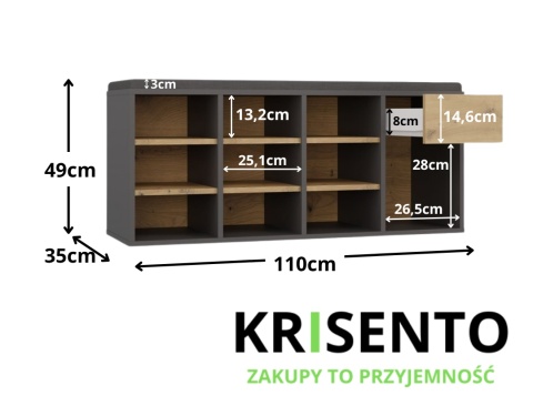 Szafka na buty z siedzeniem BUT-212-ANT-ART