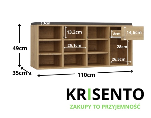 Pojemna szafka na buty z siedziskiem BUT-212-ART