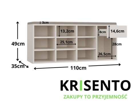 Szafka na buty do przedpokoju z siedziskiem BUT-212-KASZ
