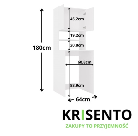 Szafka do pralki LAZ-1302-MAX-BIEL-MAT