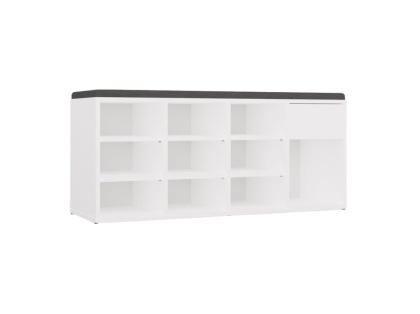 Szafka na buty otwarta z siedziskiem i szufladą BUT-212-BIEL-MAT