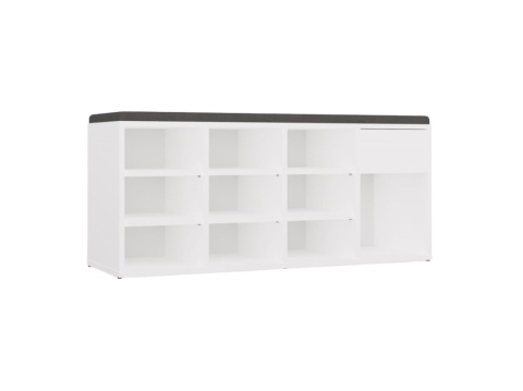 Szafka na buty otwarta z siedziskiem i szufladą BUT-212-BIEL-MAT