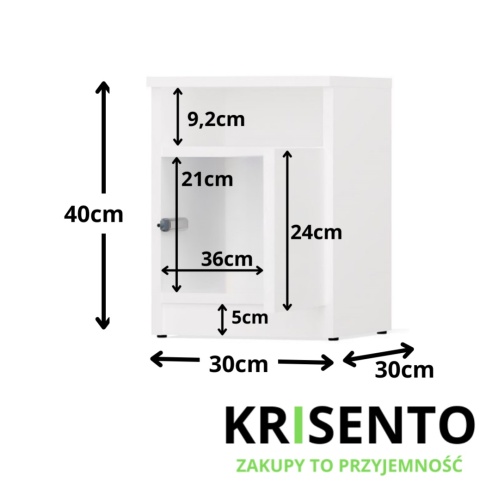 Szafka nocna biała 30 cm SN-316-BIEL-MAT
