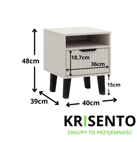 Szafka nocna ryflowana SN-309-KASZ-LAM
