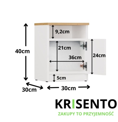 Szafka nocna szerokość 30 cm SN-316-ART-BIEL-MAT