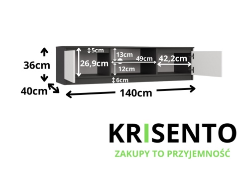 Szafka pod telewizor 140 cm RTV-502-ANT-BIEL-MAT