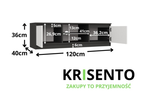 Szafka rtv 120 cm RTV-501-ANT-BIEL-MAT