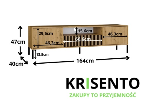 Szafka rtv nowoczesna dluga 160cm RTV-509-ART-LAM-GŁ