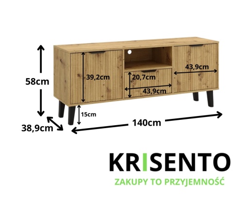 Szafka rtv ryflowana 140cm RTV-510-ART-LAM