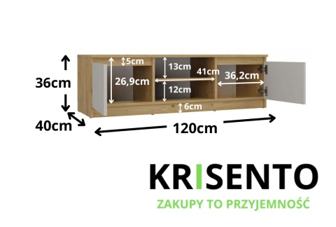 Szafka rtv stojąca 120cm RTV-501-ART-KASZ