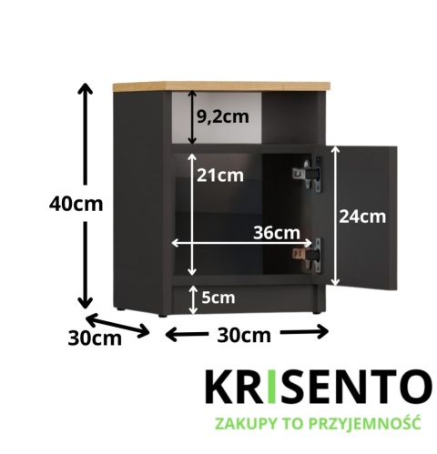 Wąska szafka nocna 30 cm SN-316-ANT-ART