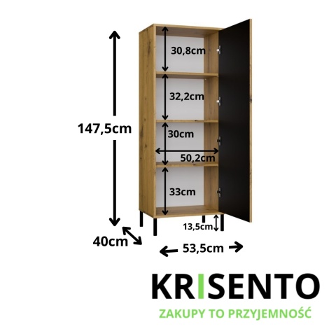 Wąska wysoka komoda KOM-936-ART-LAM