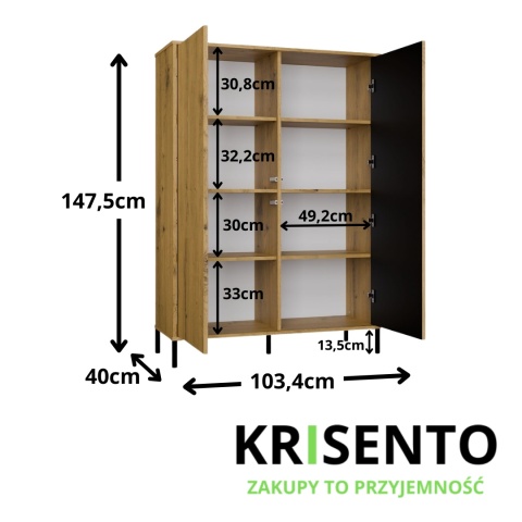 Wysoka komoda KOM-937-ART-LAM-GŁ
