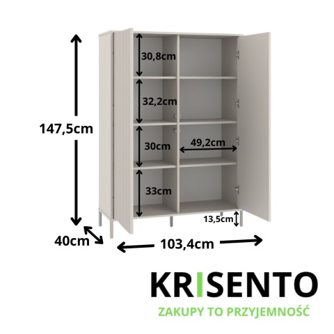 Wysoka komoda do sypialni KOM-937-KASZ-LAM-GŁ